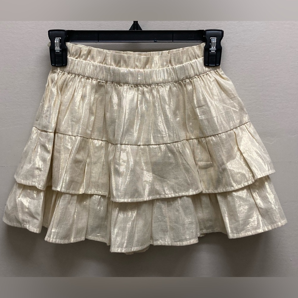 Crewcuts Collection Girls Gold Metallic Tiered Skirt Sz L 10-12 New